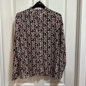 Dorothee Schumacher Pink Floral Silk Button Up Down Blouse Top Shell Size 3